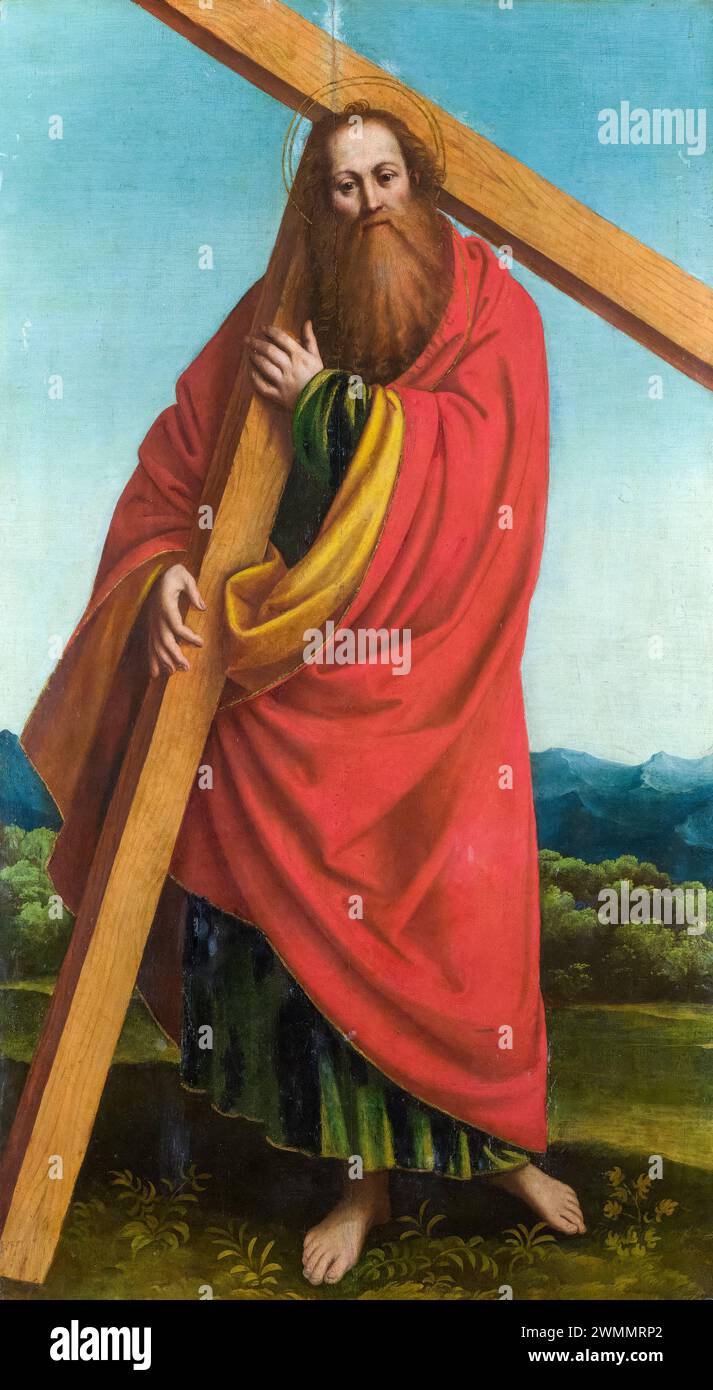 Gaudenzio Ferrari, Saint Andrew (?), painting in oil on wood, circa 1540 Stock Photo
