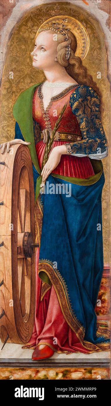 Carlo Crivelli, Saint Catherine of Alexandria, painting in tempera on panel, 1476 Stock Photo