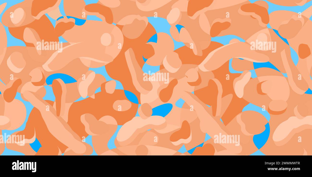 Trendy Seamless Cool Peach Fuzz And Light Blue Abstract Pattern Vector Illustration Background Stock Vector