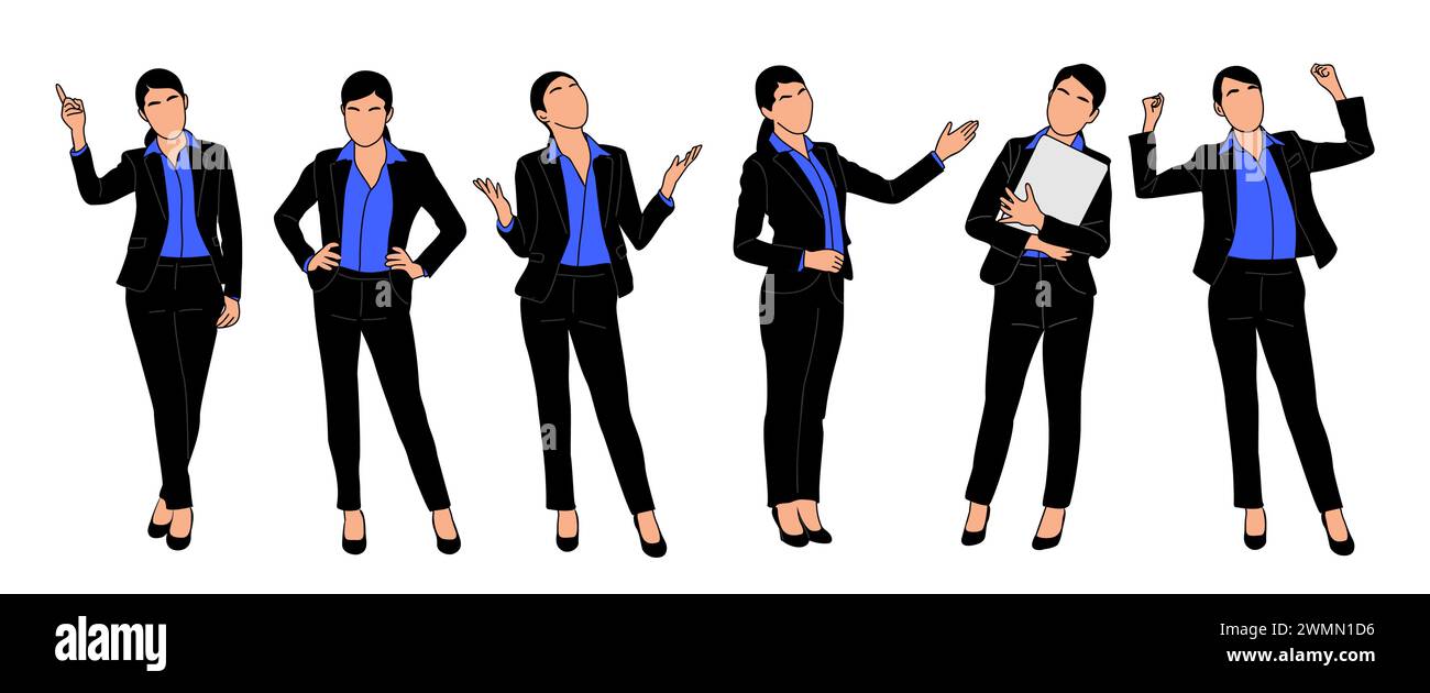 Set of Business woman character in different poses Stock Vector Image ...