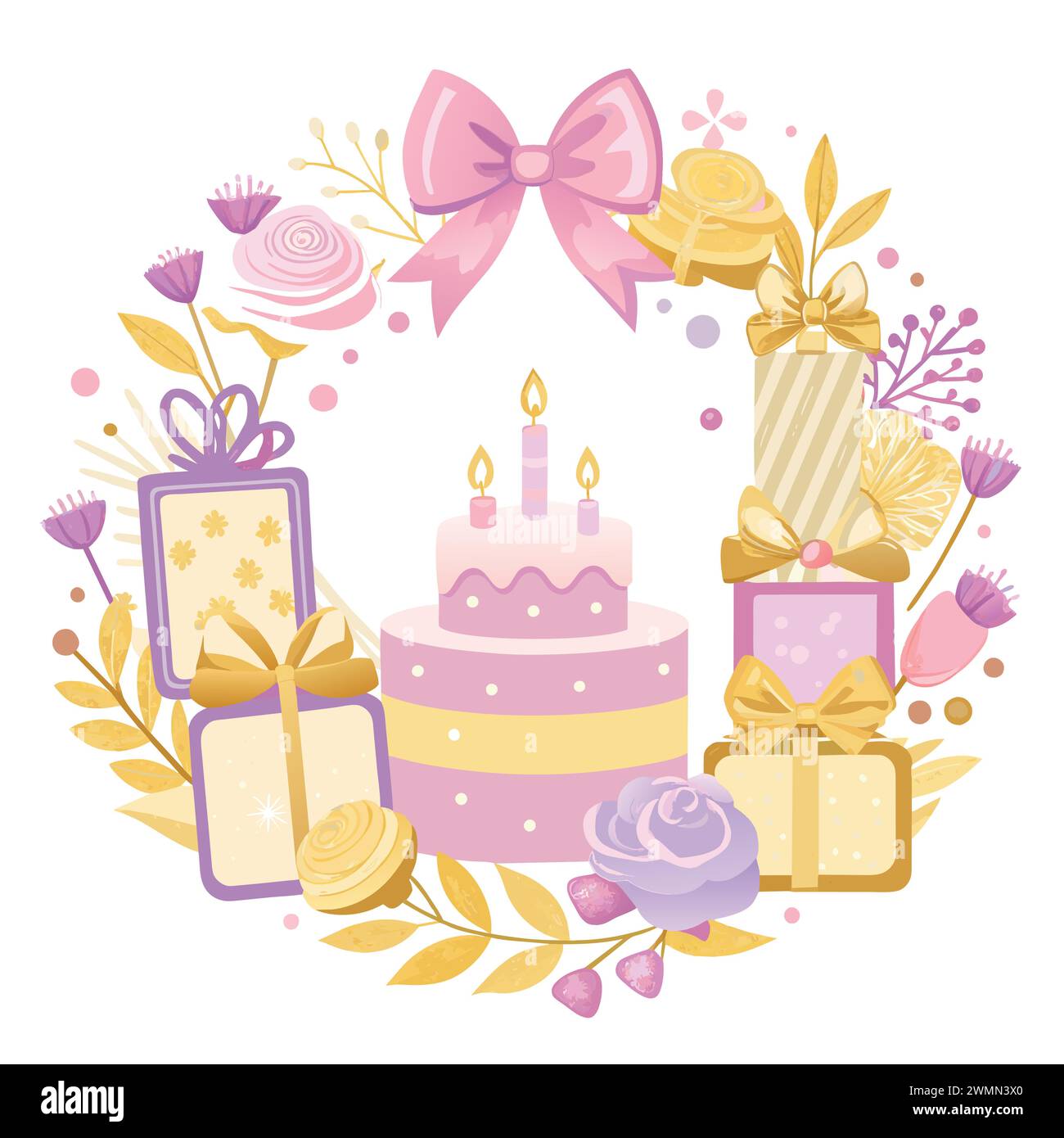 pastel colors frame with free place for text made from lot of birthday little cakes, candles Stock Vector