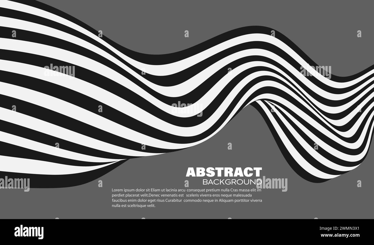 Abstract wave background, black and white wavy stripes or lines design ...