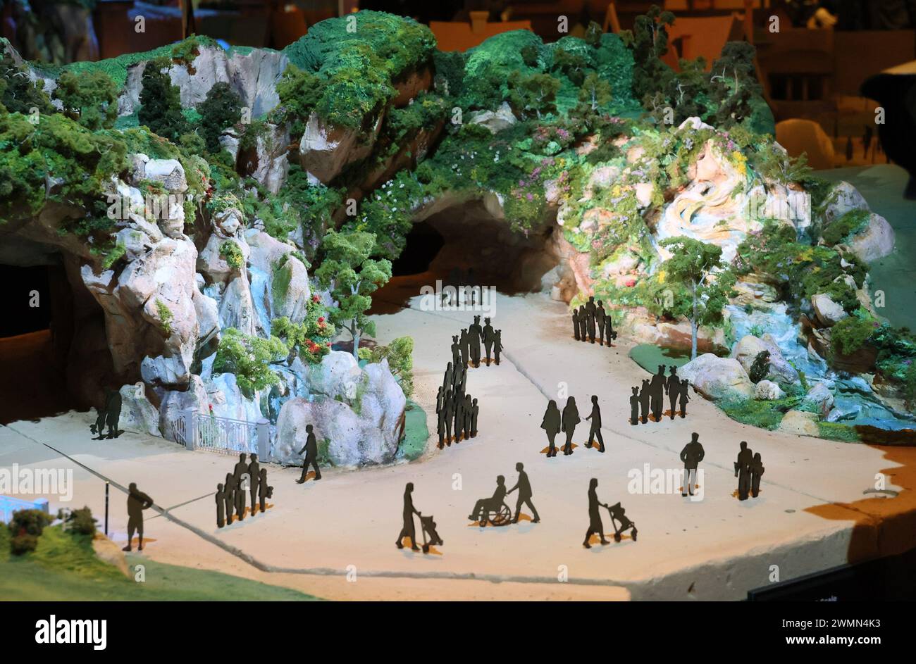 Urayasu, Japan. 27th Feb, 2024. Tokyo Disney Resort displays a scale model of the DisneySea's new area 'Fantasy Springs' in Urayasu, suburban Tokyo on Tuesday, February 27, 2024, 100 days before of the opening of the new facilities. The Fantasy Springs has three attractions of Frozen Kingdom, Rapunzel's Forest, Peter Pan's Never Land and a luxury hotel Fantasy Springs Hotel. Credit: Aflo Co. Ltd./Alamy Live News Stock Photo