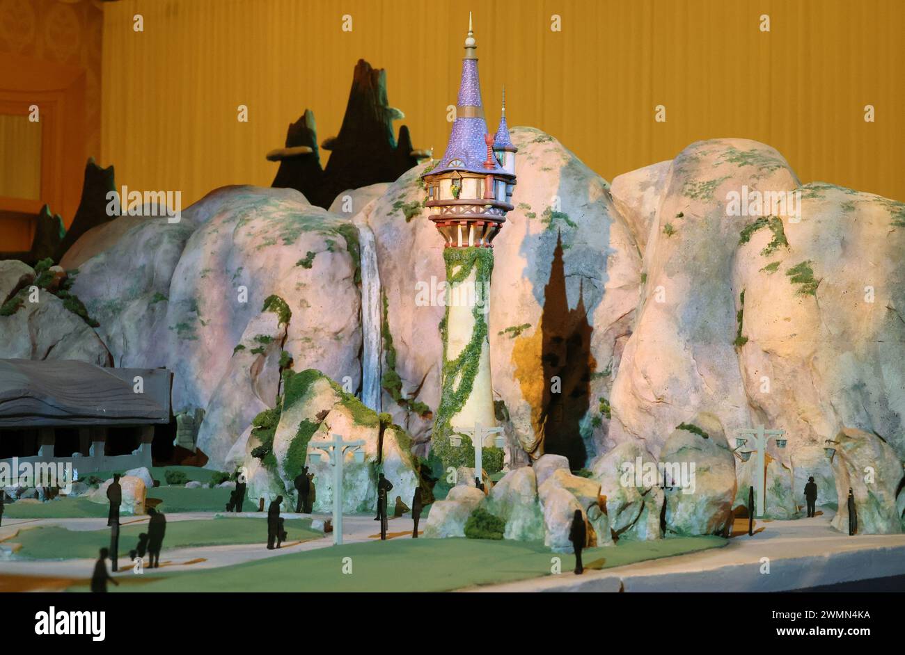 Urayasu, Japan. 27th Feb, 2024. Tokyo Disney Resort displays a scale model of the DisneySea's new area 'Fantasy Springs' in Urayasu, suburban Tokyo on Tuesday, February 27, 2024, 100 days before of the opening of the new facilities. The Fantasy Springs has three attractions of Frozen Kingdom, Rapunzel's Forest, Peter Pan's Never Land and a luxury hotel Fantasy Springs Hotel. Credit: Aflo Co. Ltd./Alamy Live News Stock Photo