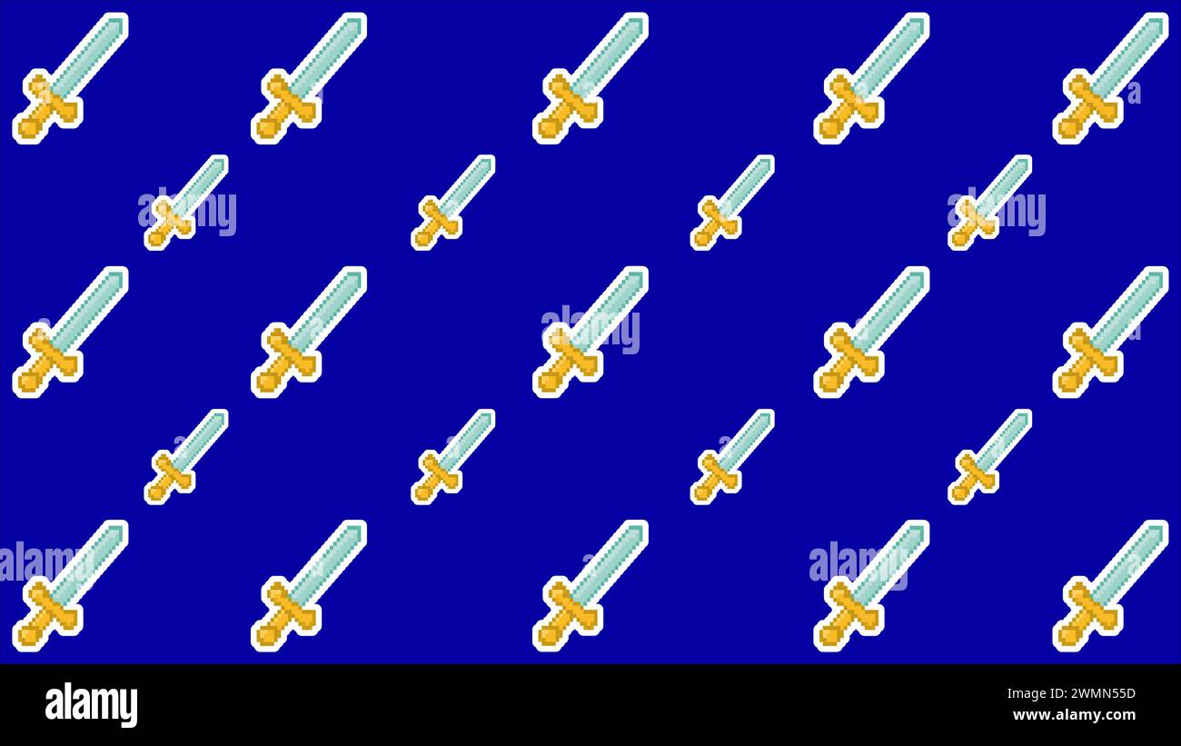 art illustration draw artwork background pixel character icon symbol design concept set of sword warrior Stock Vector