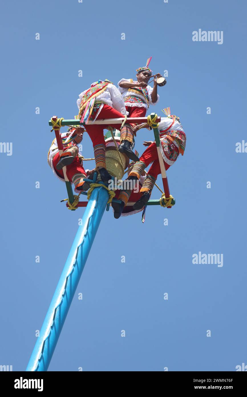 El Tajin,PreHispanic City, MEXICO FEB 02, 2024. Voladores de