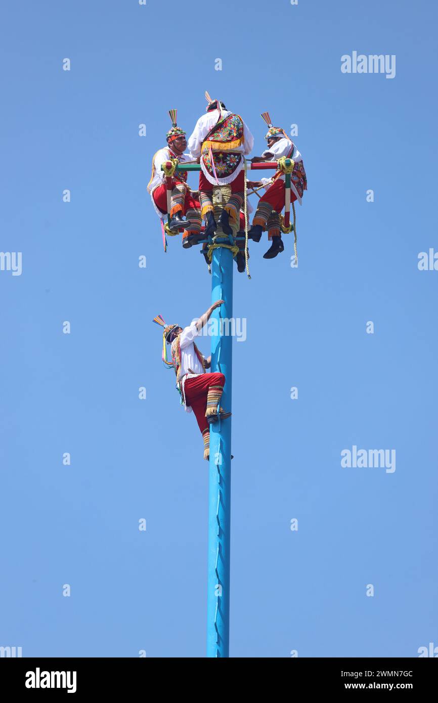 El Tajin,PreHispanic City, MEXICO FEB 02, 2024. Voladores de