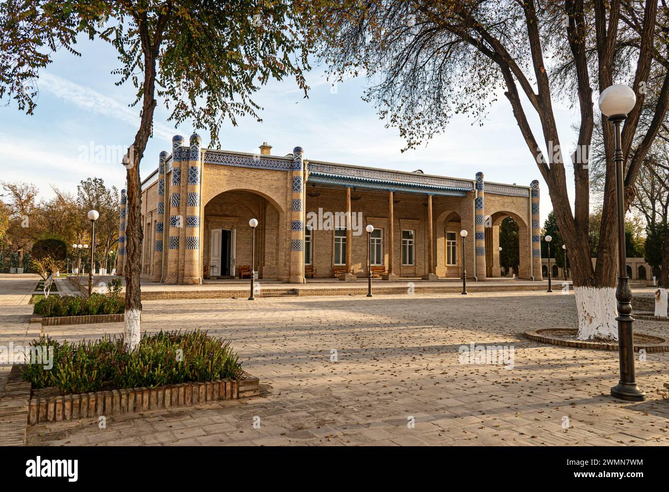Reception building of Isfandiyar Khan on the grounds of Nurullaboy Palace. Khiva, Uzbekistan Stock Photo