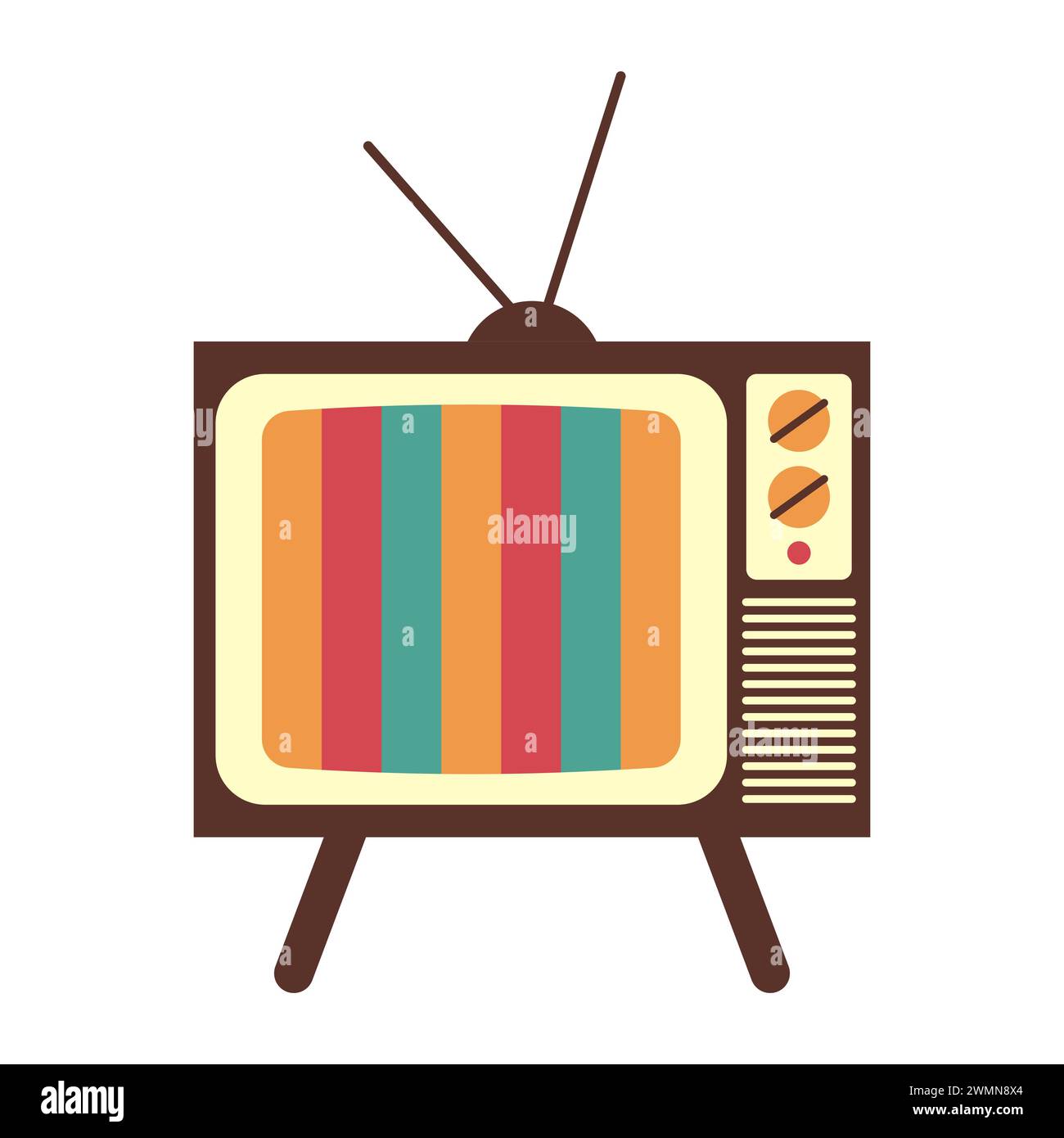 Retro color TV. Vector illustration in 90s style on a white background. Stock Vector