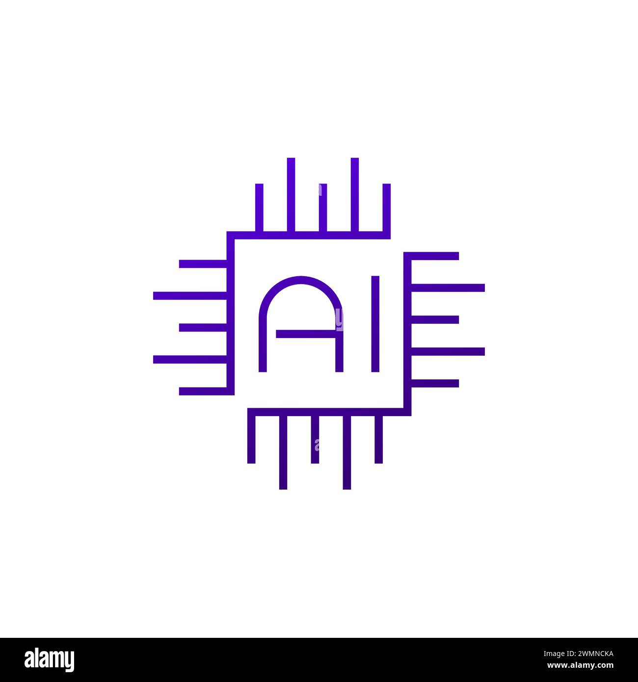 AI optimized hardware icon, line logo design Stock Vector