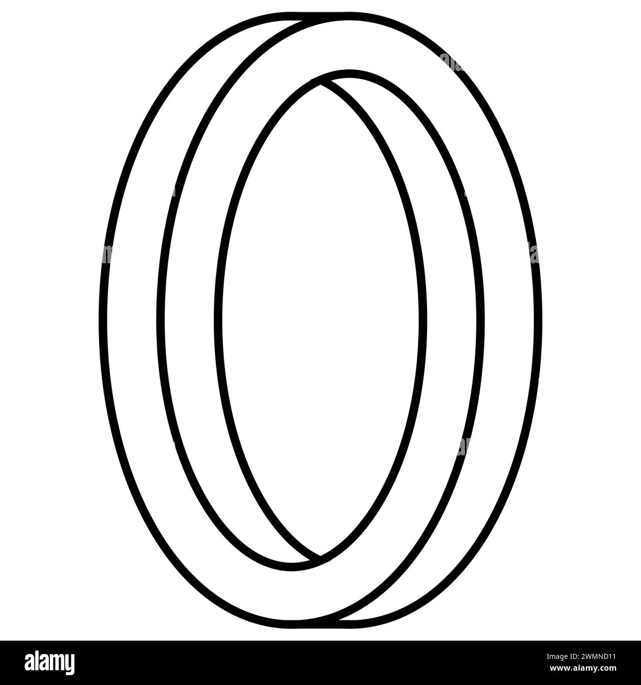 3d oval letter O, endless oval optical illusion Stock Vector