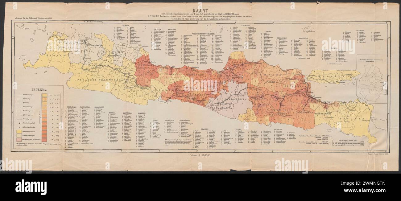 Map of the nature land ownership in Java and Madura by KF Holle Stock ...
