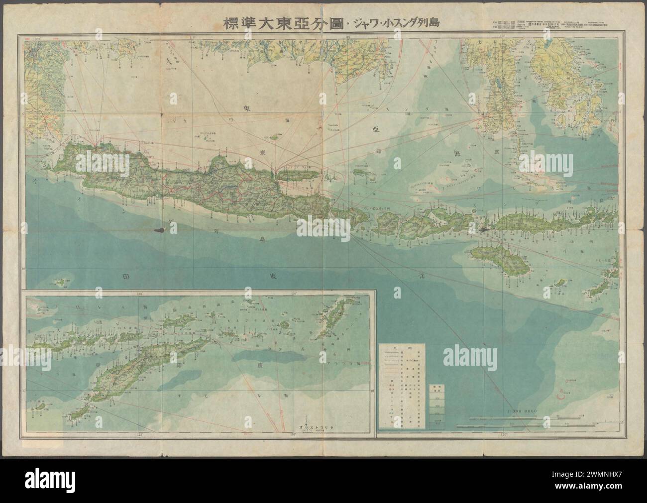 Vintage map of southeast asia or - Japanese Map Of Java 1940s 2WMNHX7