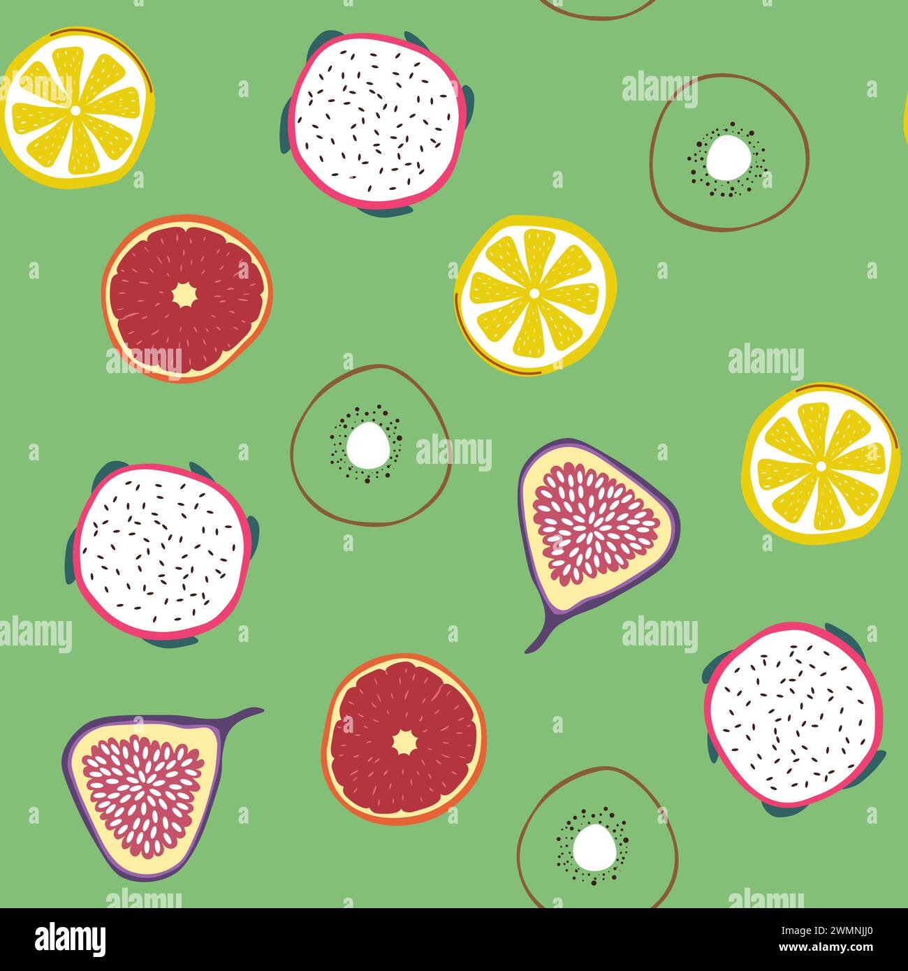 Citrus Slices Vibrant Pattern Stock Vector