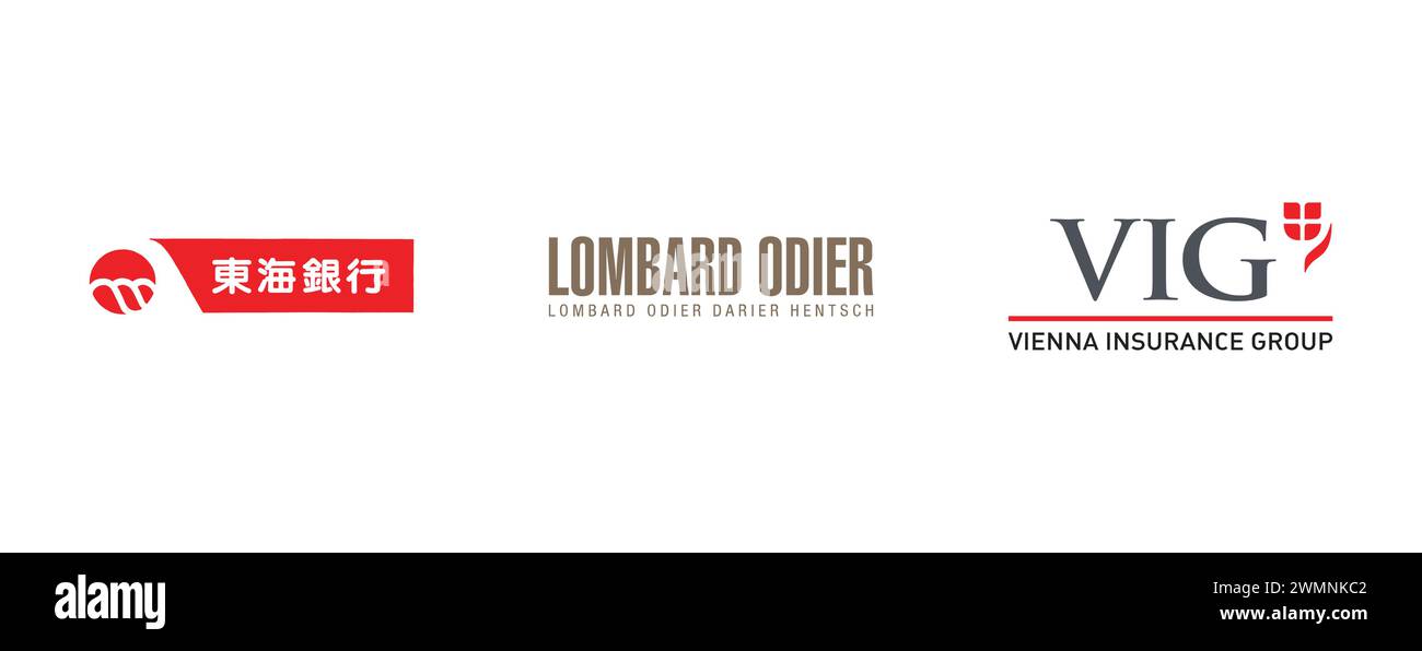 Tokai Bank , Lombard Odier, Vienna Insurance. vector illustration