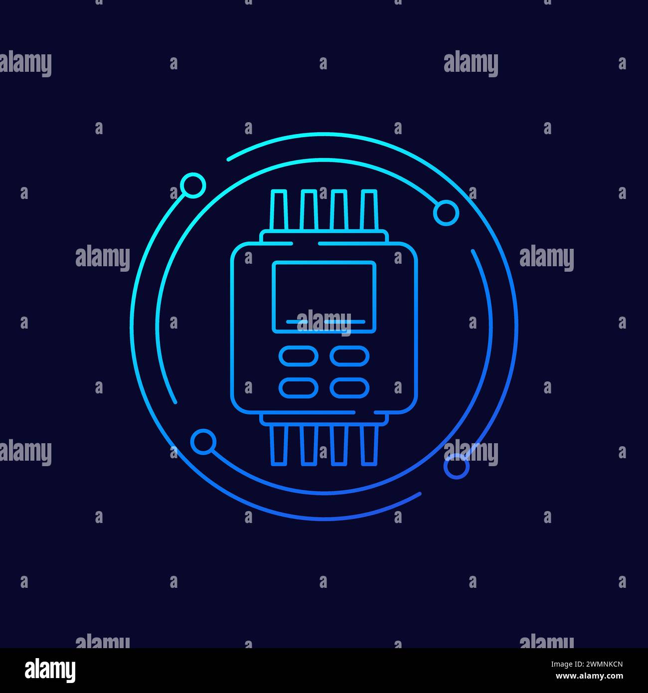 PLC icon, Programmable logic controller linear art Stock Vector