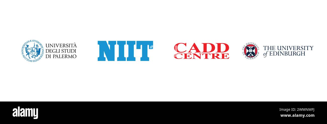 University Of Edinburgh, CADD CENTRE, Università degli Studi di Palermo, Niit Ltd. Popular brand logo collection. Stock Vector