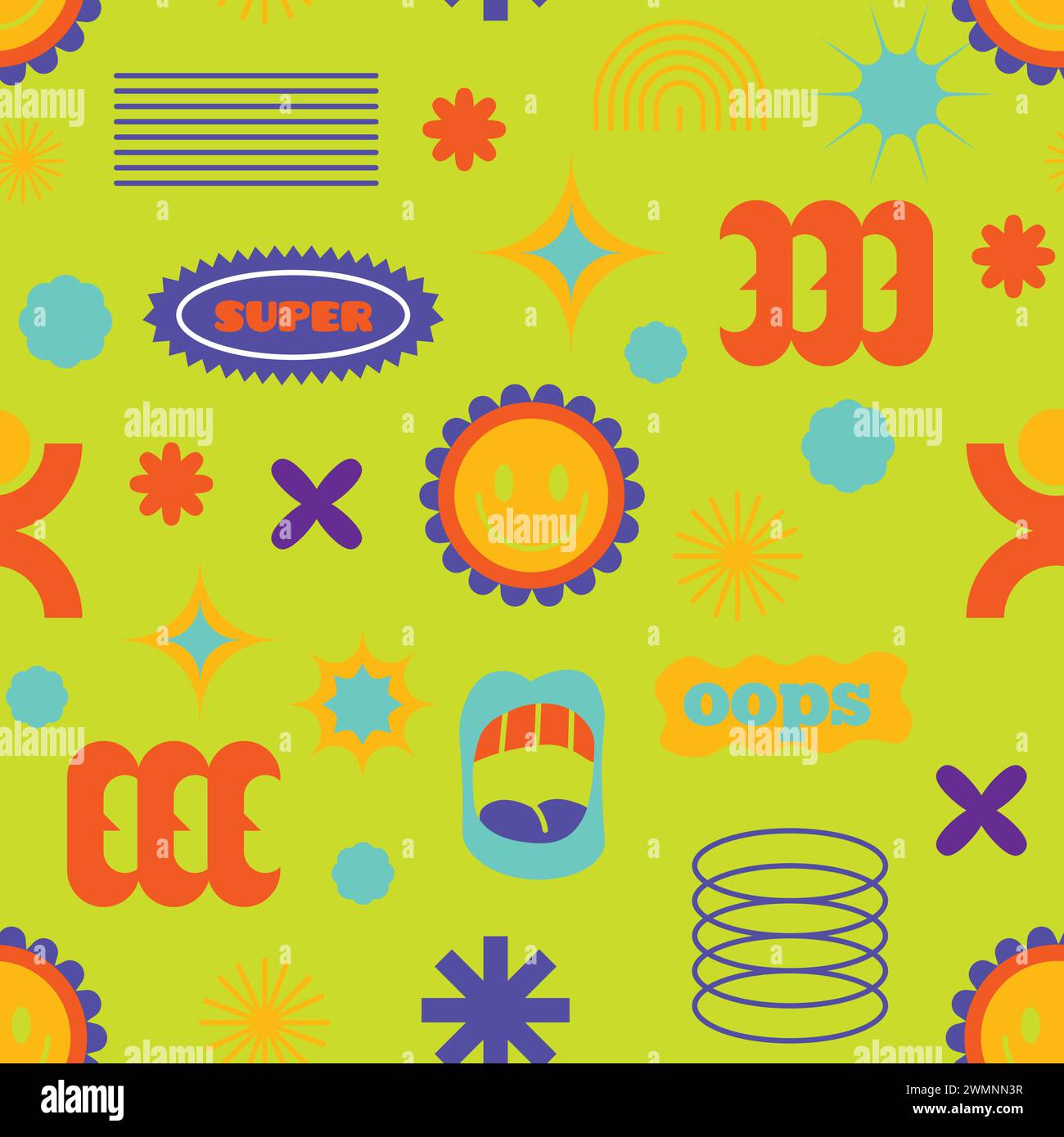 Vibrant Comic Elements Seamless Pattern Stock Vector