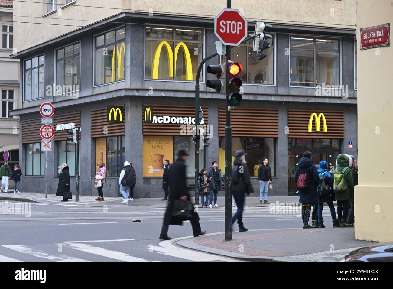 Praha, Czech Republic. 27th Feb, 2024. A branch of the McDonald's fast food restaurant chain in Revolution Street pictured one day before its official opening, on February 27, 2024, in Prague, Czech
