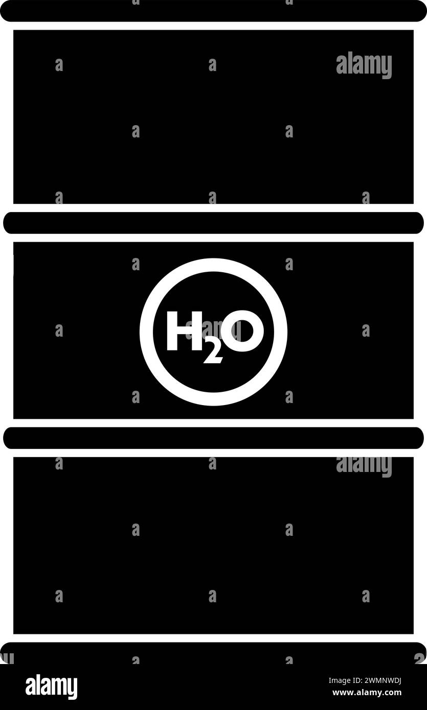 Metal Barrel with Water Icon. Stock Vector