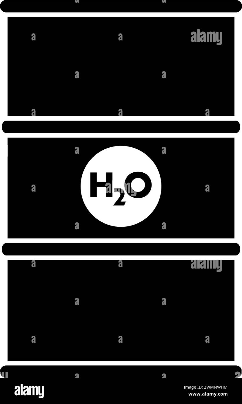 Metal Barrel with Water Icon. Stock Vector