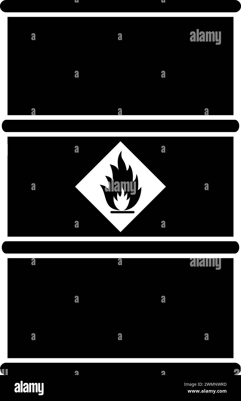Metal Barrel with Flammable Substance Icon. Stock Vector