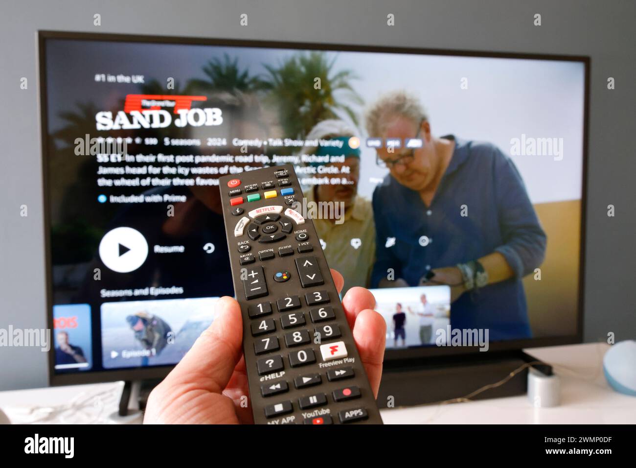 TV remote control, Panasonic TV, streaming TV, home entertainment.  - 27 February 2024 Picture by Andrew Higgins/Thousand Word Media Ltd  © Thousand W Stock Photo