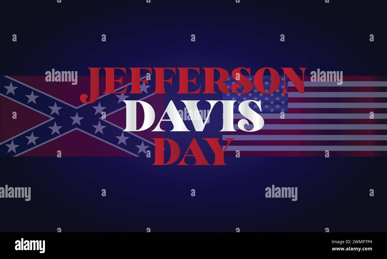 Jefferson Davis Day Stylish Text With flag illustration design Stock
