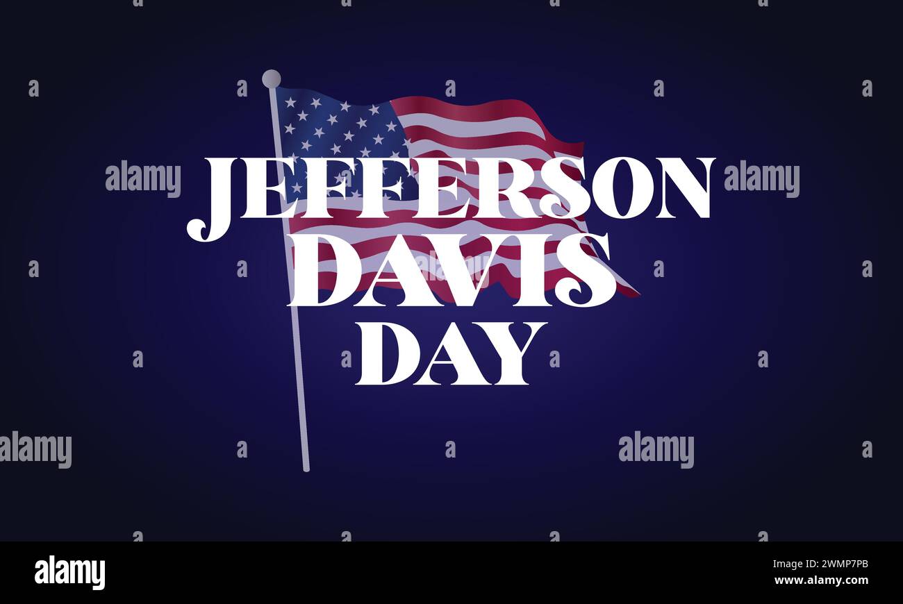Jefferson Davis Day Stylish Text With flag illustration design Stock