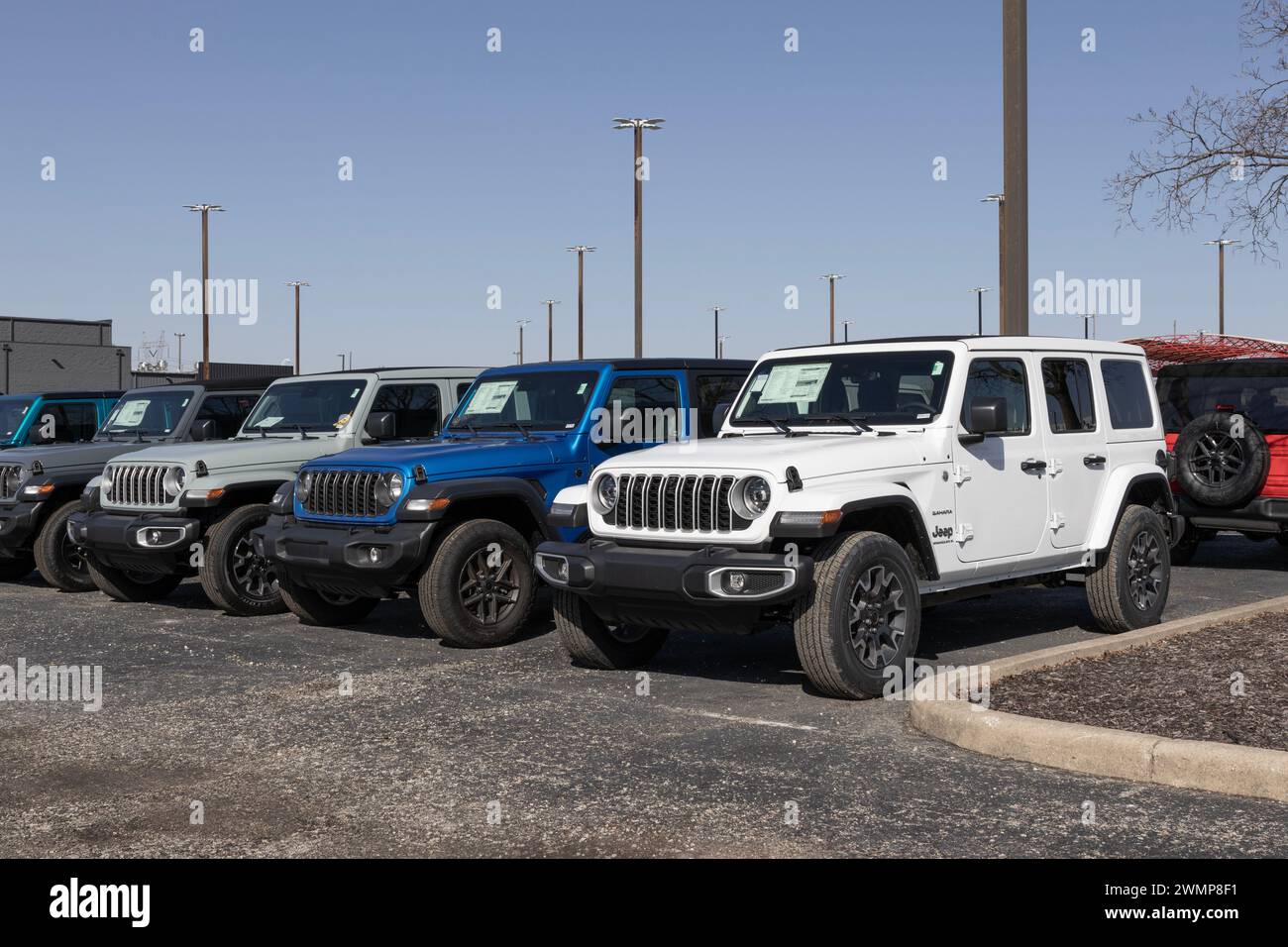 Indianapolis - February 25, 2024: Jeep Wrangler Sahara 4X4 display at a ...