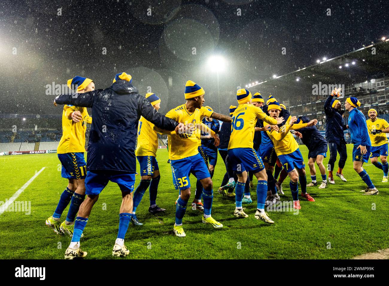 Odense, Denmark. 25th, February 2024. The players of Broendby IF ...