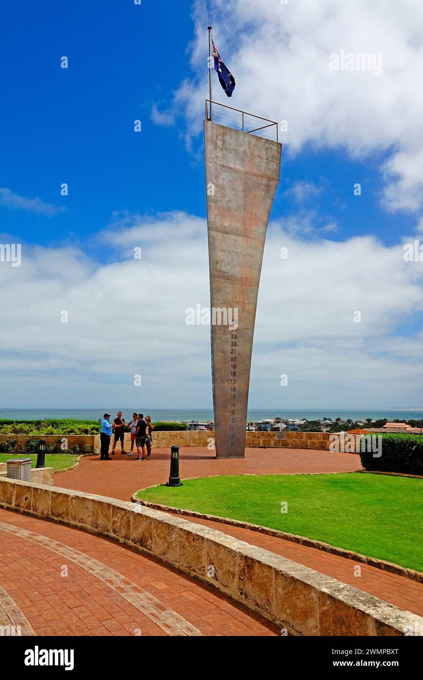 HMAS II Stele Memorial on Mt. Scott Geraldton Australia Western Australia Coral Coast Stock Photo