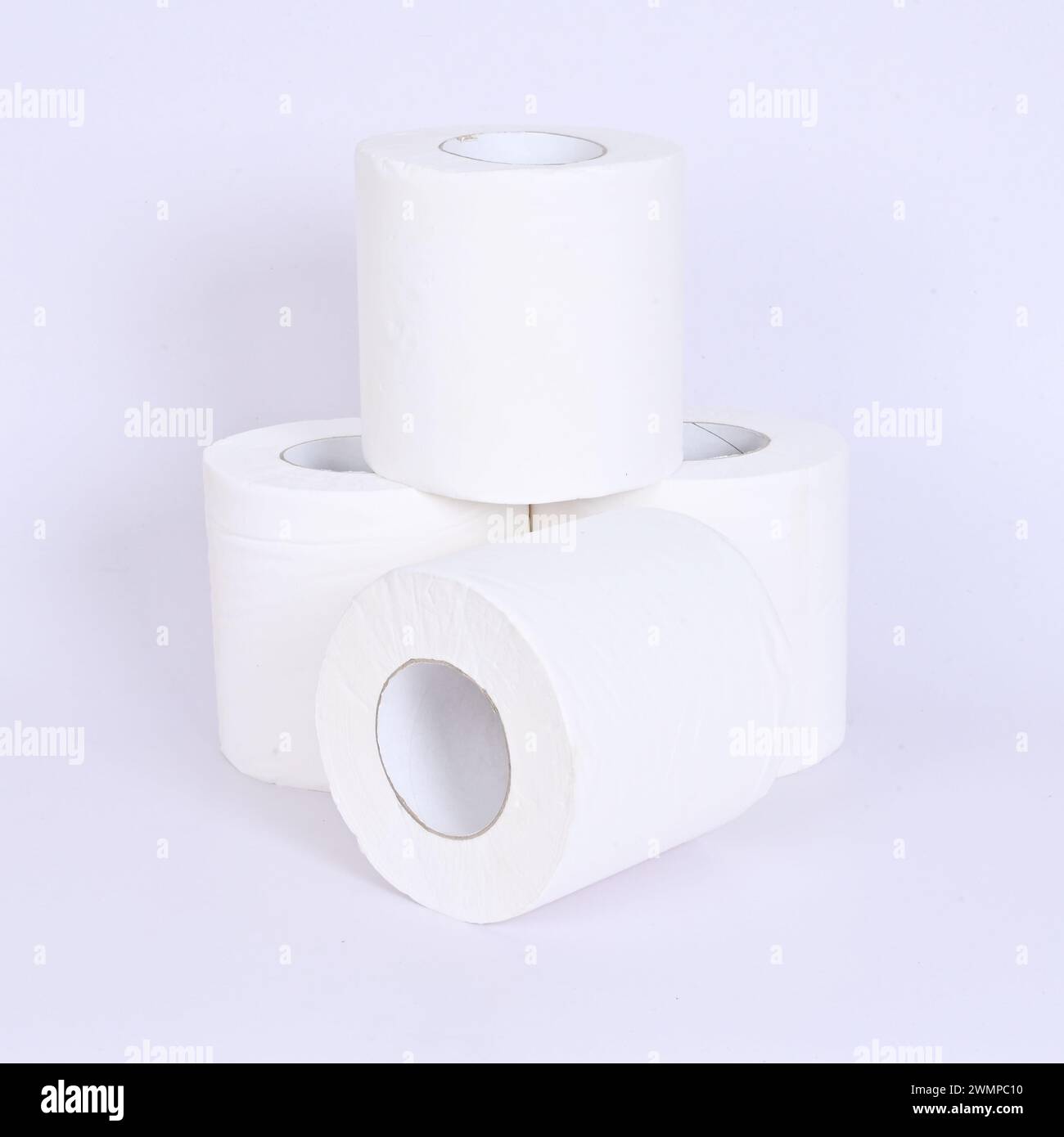 White toilet roll over white background. Toilet Tissue isolated. Stock Photo