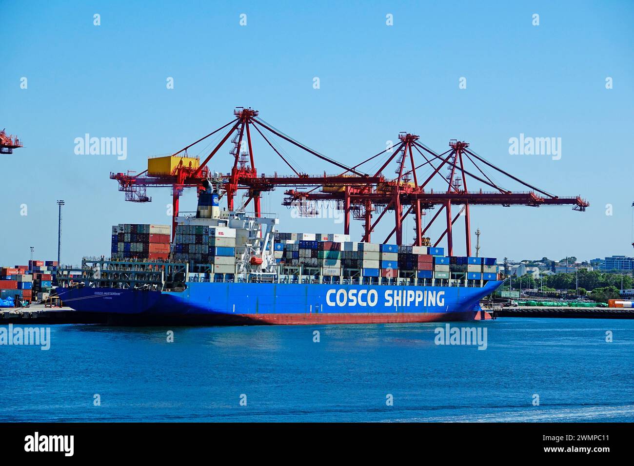 Cargo Container Ship Fremantle Australia Swan River Western Australia Freo Stock Photo