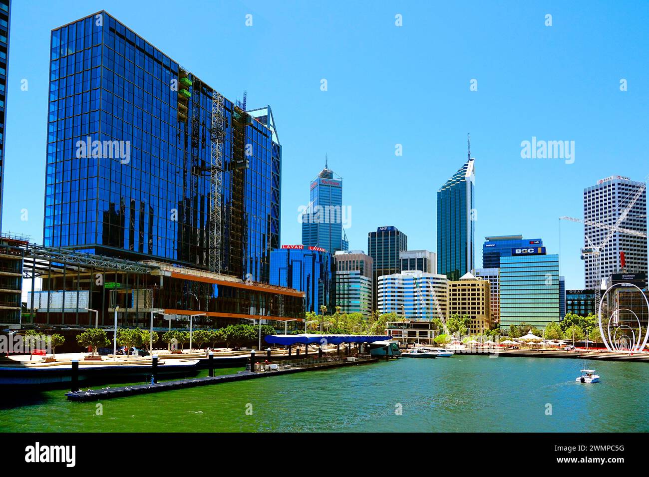 Perth Australia Skyline Western Australia Capital Southwest Coast Swan River Stock Photo