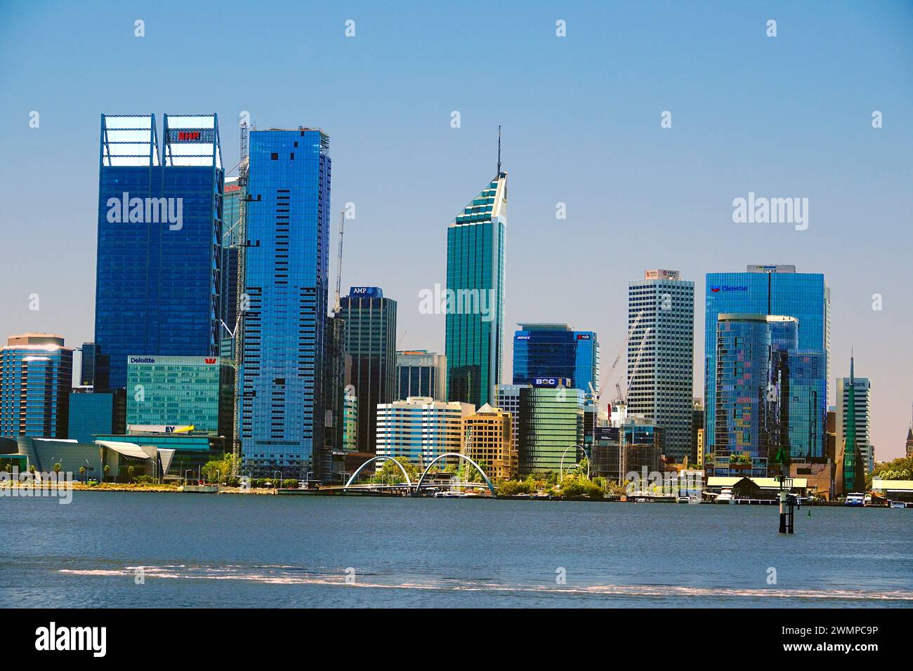 Perth Australia Skyline Western Australia Capital Southwest Coast Swan River Stock Photo