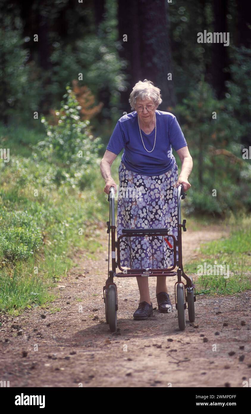 Old woman with rollator Stock Photo