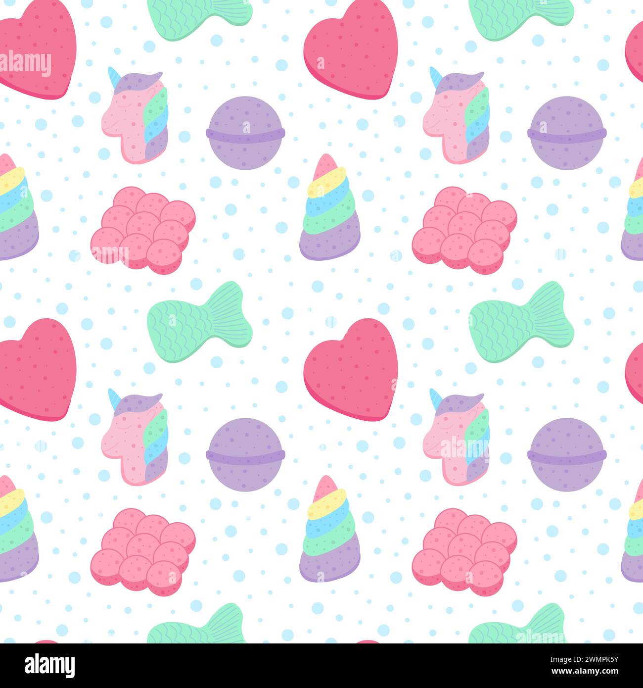 Bath bombs vector seamless pattern Stock Vector