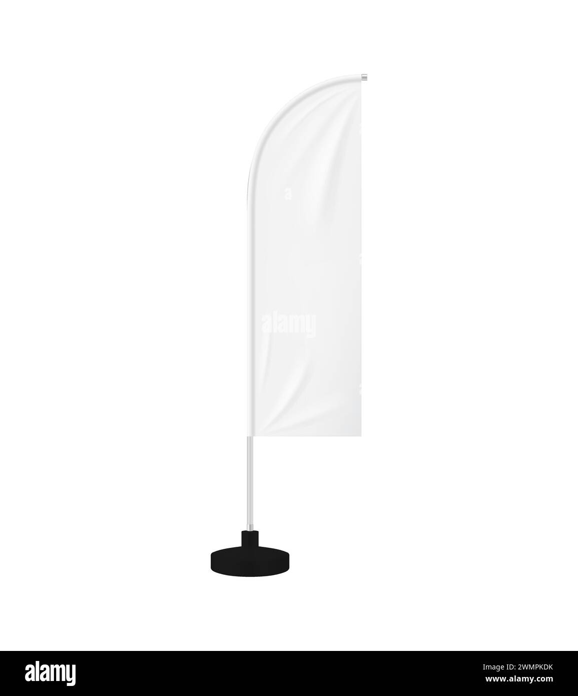 Realistic beach flag, banner stand mockup featuring a clean, blank