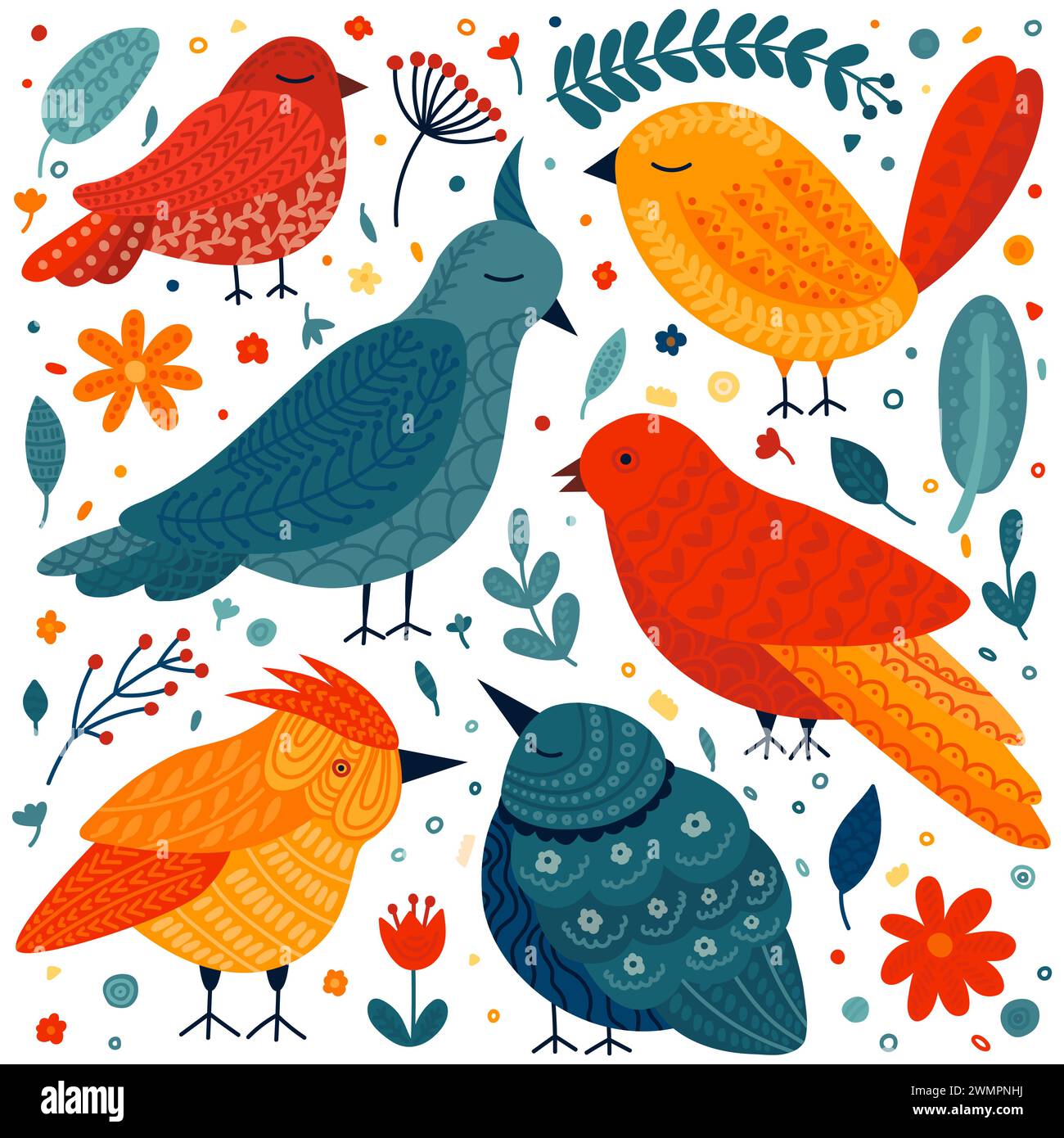 Ethnic folk birds vector set Stock Vector Image & Art - Alamy