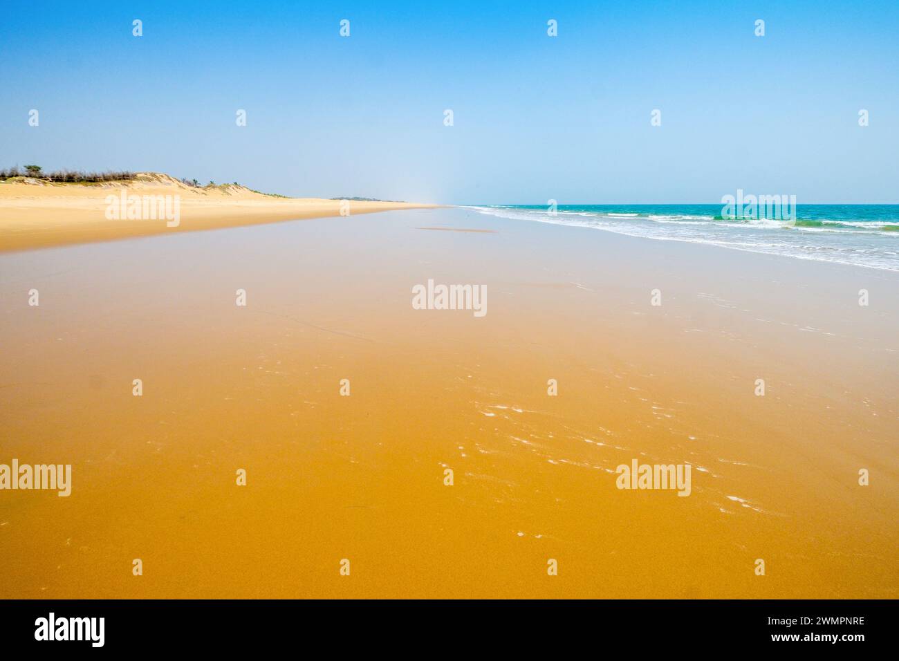 A long stretch of empty beach near Puri on the Orissa / Odisha coast of India Stock Photo