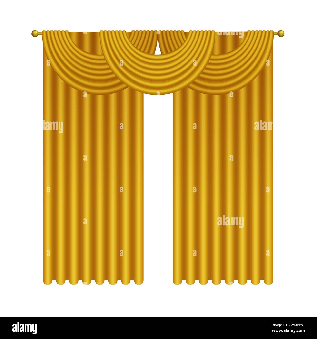 Golden curtains for theater stage or cinema, opera or comedy show