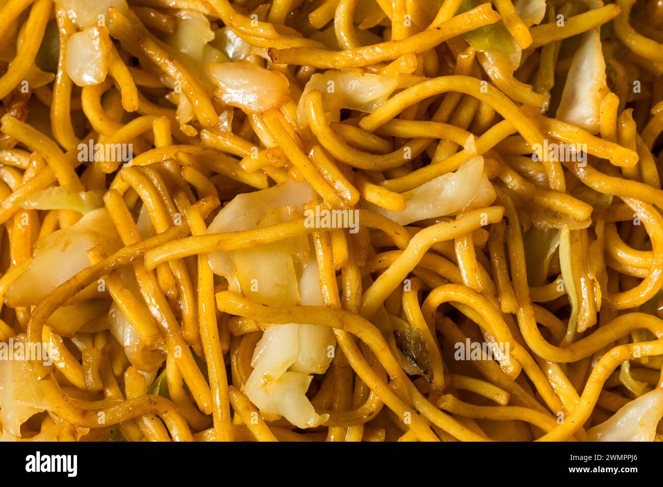 Chinese Stir Fried Asian Chow Mein Noodles with Soy Sauce Stock Photo