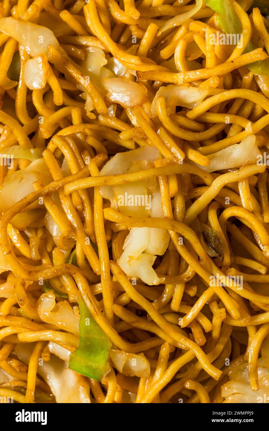 Chinese Stir Fried Asian Chow Mein Noodles with Soy Sauce Stock Photo