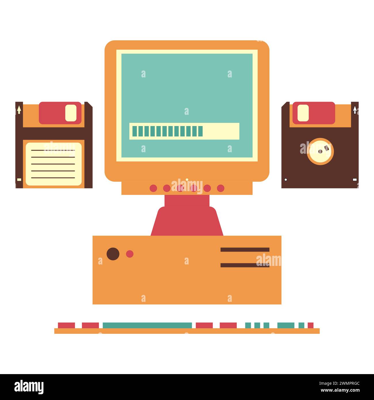 Old computer model. Vector illustration in 90s style. Stock Vector