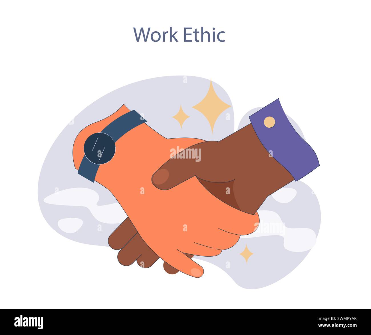 Work ethic concept. Handshake representing professional integrity and commitment. The foundation of a strong work culture. Stock Vector