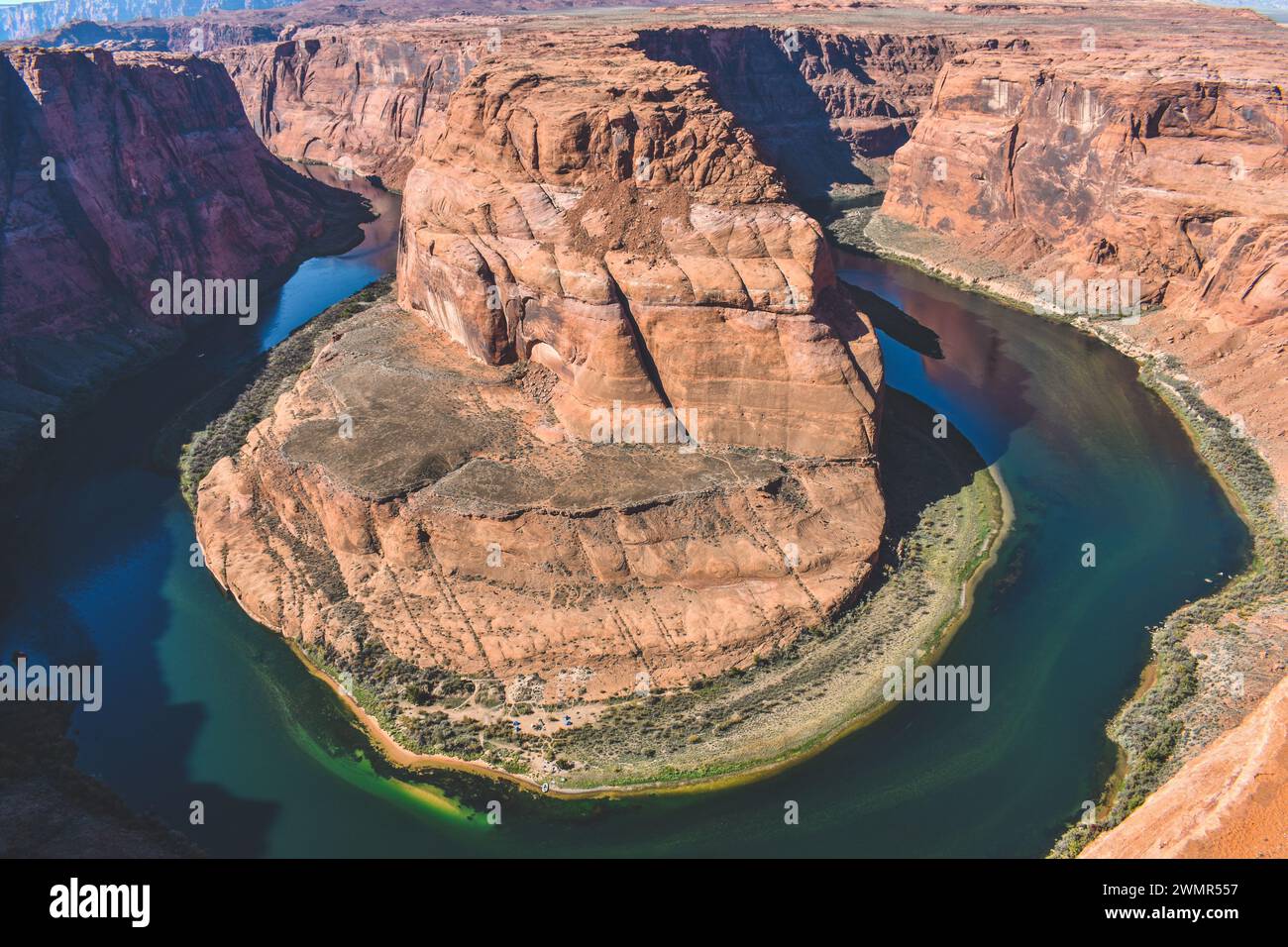 Horseshoe bend in Page Arizona on a bright sunny day Stock Photo