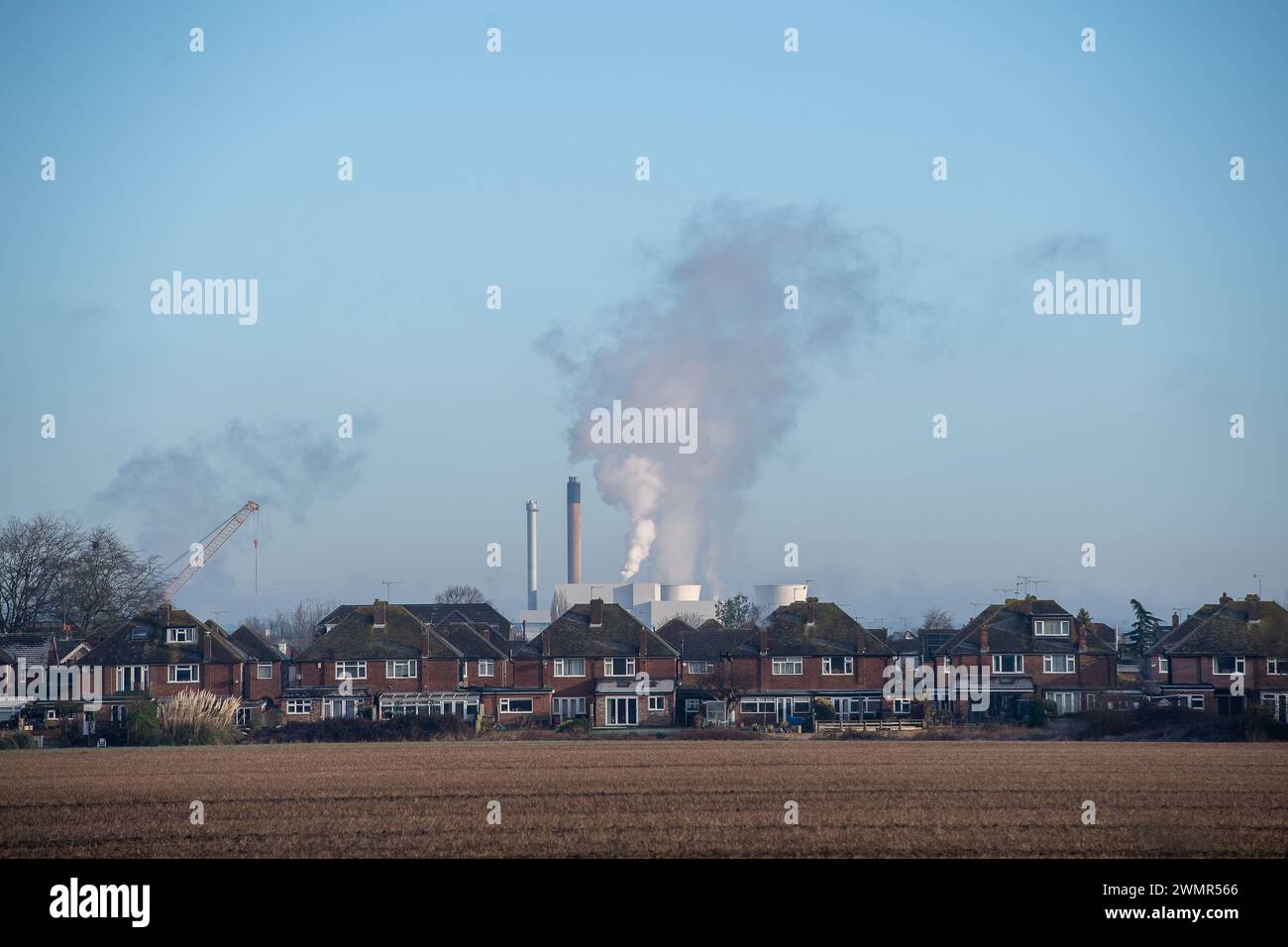 Eton Wick, UK. 24th February, 2024. Views across houses in Eton Wick