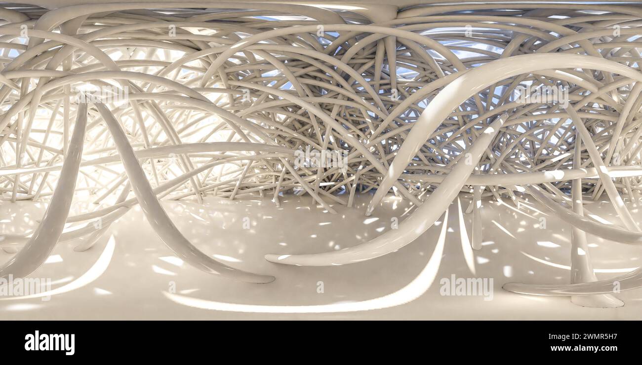 Intricate white sculpture with numerous lines 3d render illustration ...