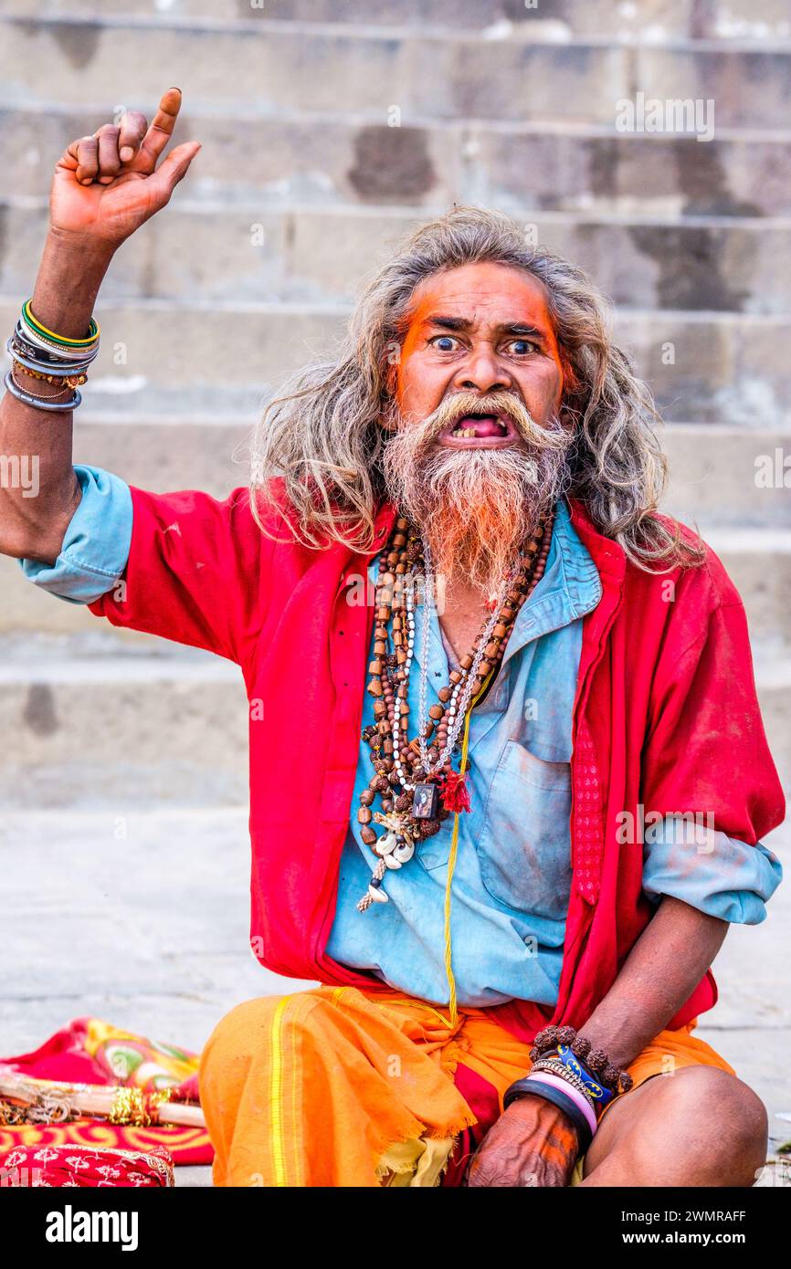 A sadhu / holy man in Varanasi on the Ganges, India Stock Photo - Alamy